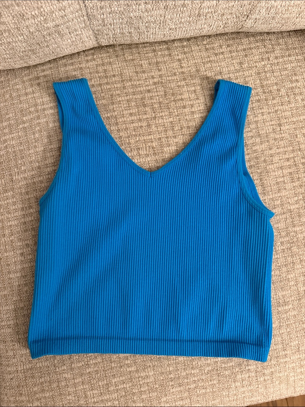 Active USA V-Neck Ribbed Tank Top - Teal